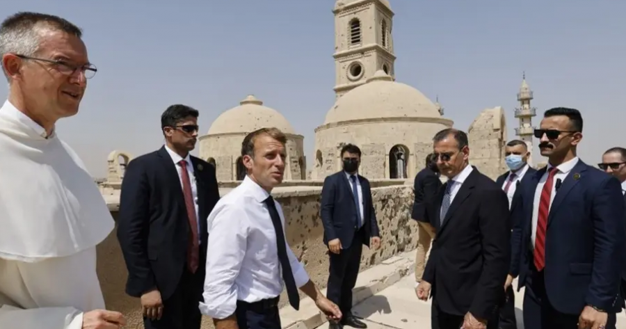 ماكرون يزور كنيسة ومسجد في الموصل ويؤكد على إستمرار دعمه للعراق